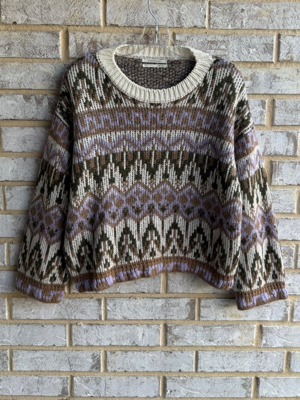 by Anthropologie Long Sleeve Crew Neck Wool Blend Fabiana Crop Sweater Size M.